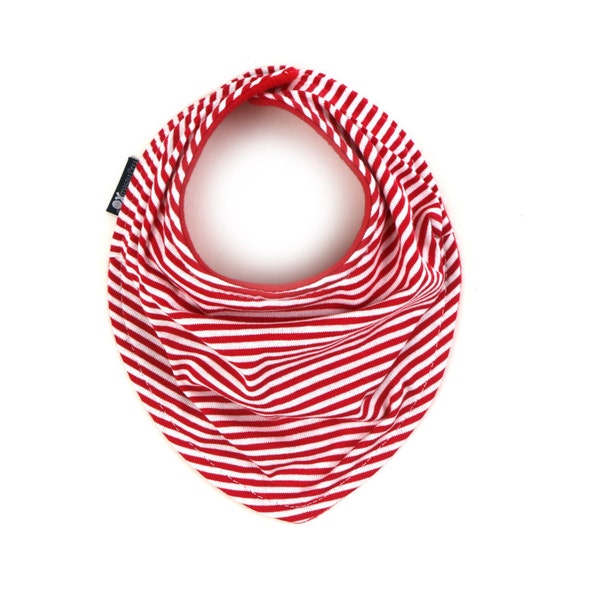 Red|White skinny Stripes Drool Bib - Infant and/or Toddler Bandanna Bib - READY to SHIP - Gender neutral