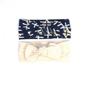 Knot Headband - Individual OR Set - Navy Pathmarker|Cream - Head-wrap - READY to SHIP