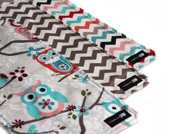 Set of  Three (3) Burp Cloths  - "Adorn-it" - 100% Cotton with Terry - Baby Gift in muted colors,