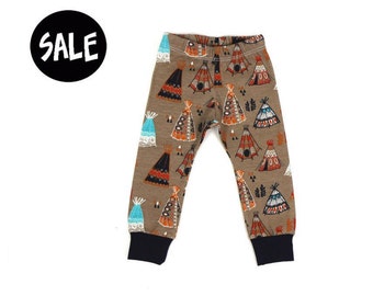 SALE - ORGANIC Leggings with teepees - Ready to ship - teepees leggings on sale