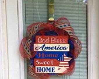 Red God Bless America Wreath