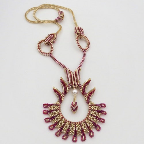necklace collar twin beads Herringbone 'Aurora' PDF beading tutorial pattern