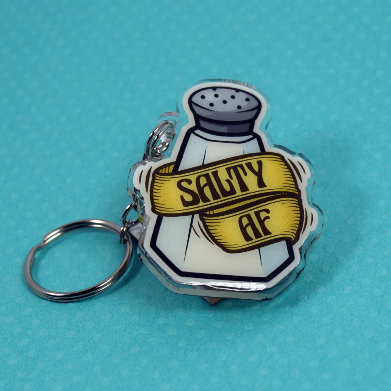 Salty AF Keychain Salt Shaker Original Artwork Double Etsy