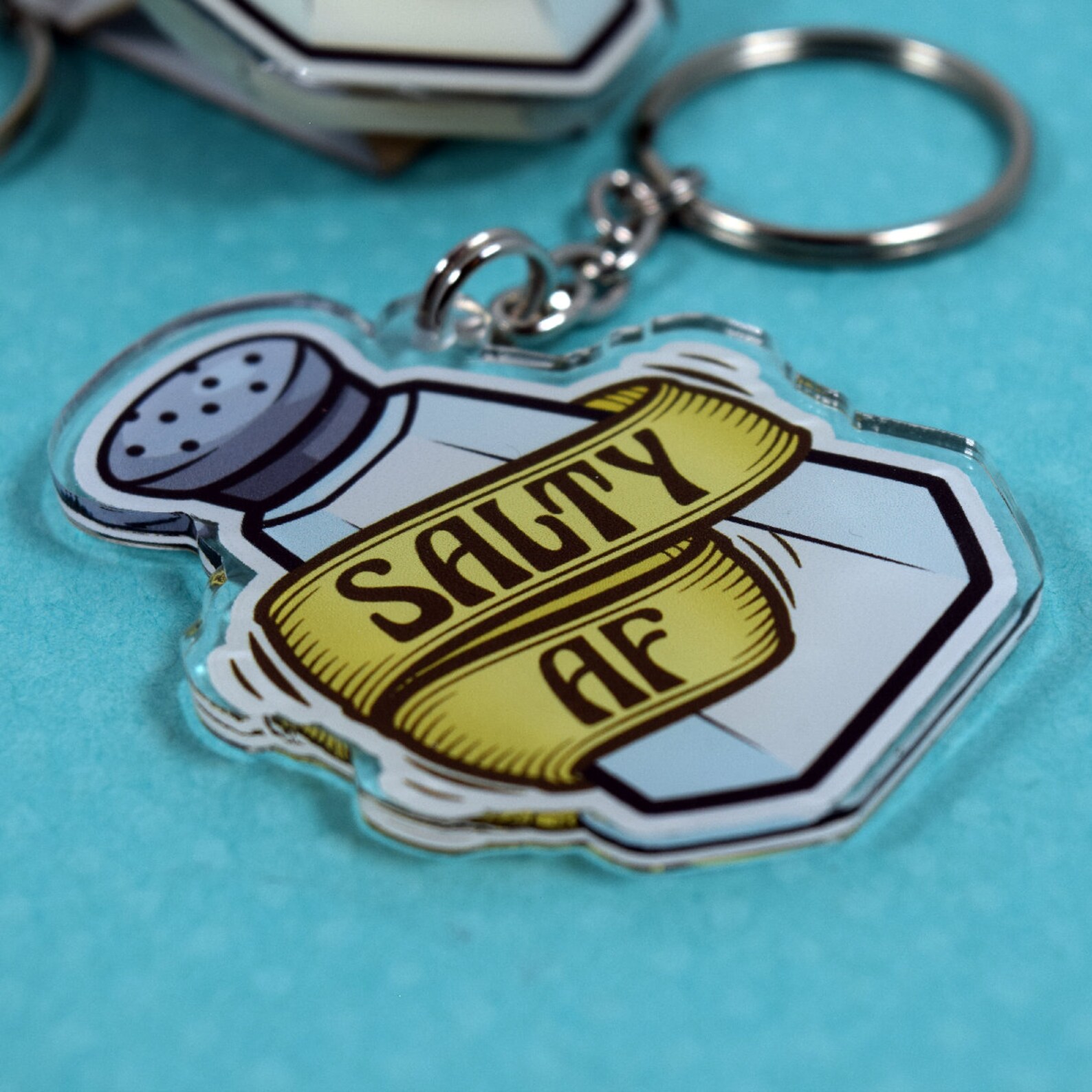 Salty AF Keychain Salt Shaker Original Artwork Double Etsy