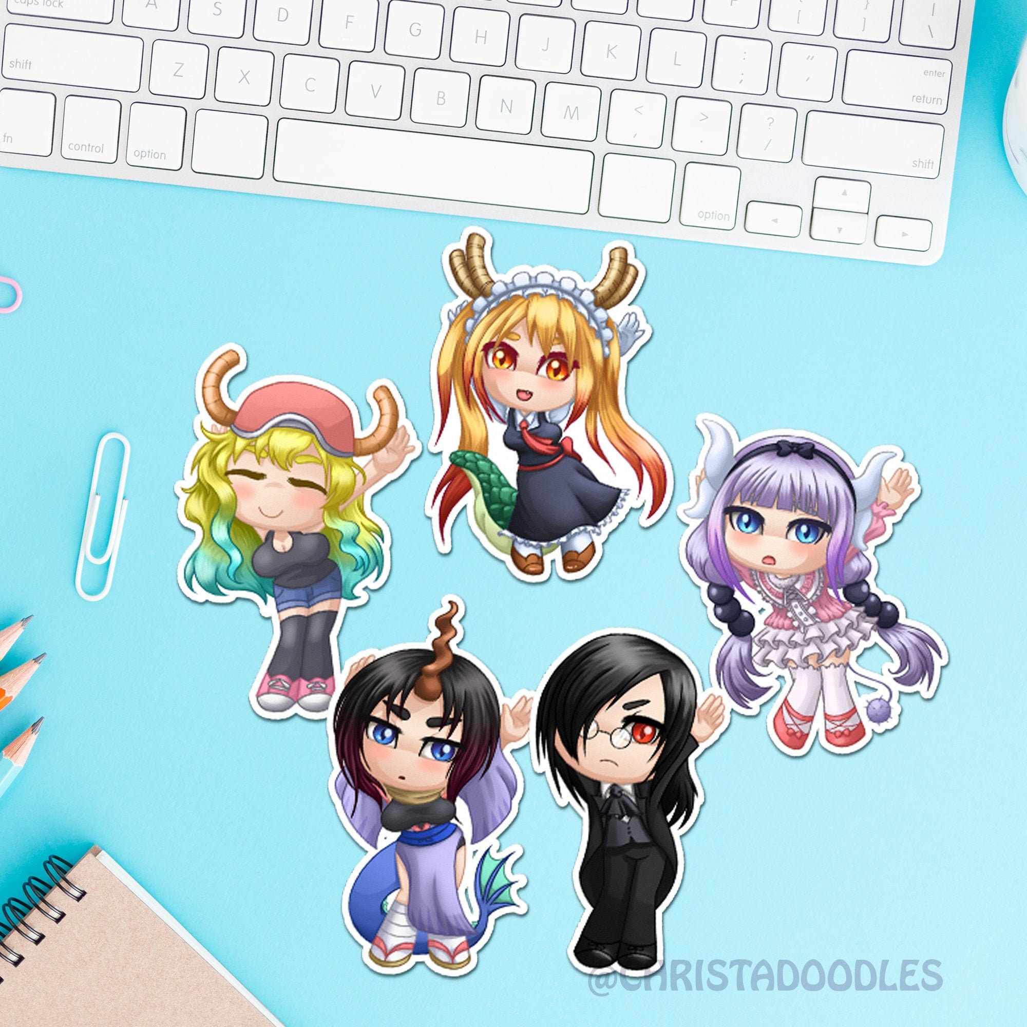 Miss Kobayashi Stickers Dragon Maid Cute Chibi Original Etsy