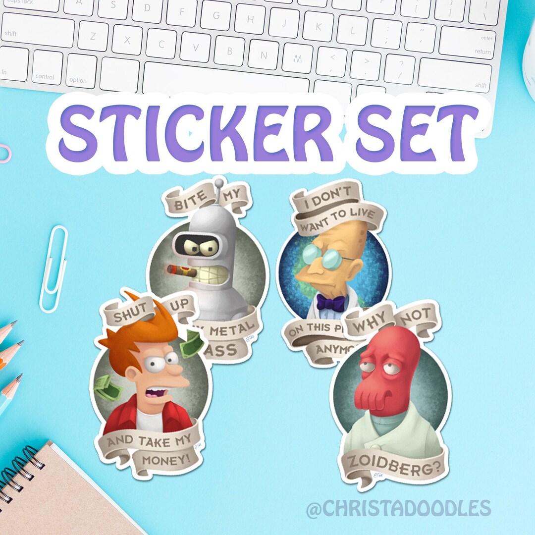 Futurama Sticker Set Bender Farnsworth Fry & Zoidberg - Etsy