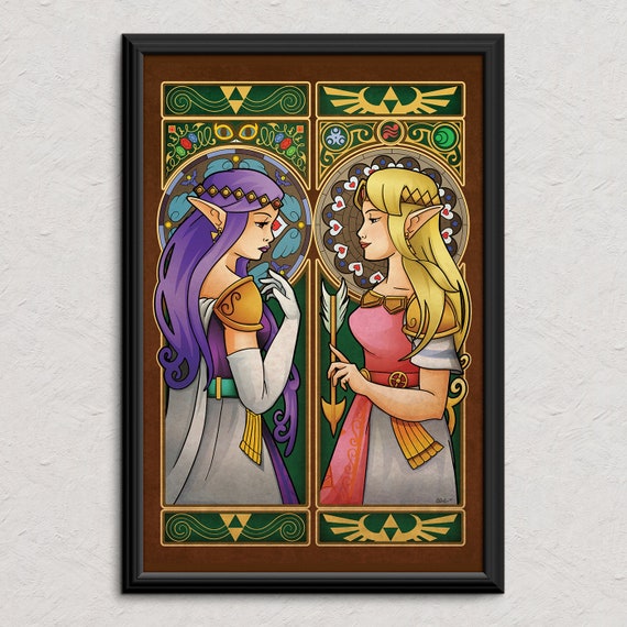 a link between worlds zelda is a panting pichers