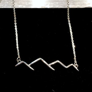 Simple Mountain Range Sterling Silver or Two Tone Bar Necklace 16&quot; - 18&quot;