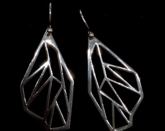 Sterling Silver Geometric Butterfly Wing Dangle Earrings
