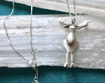 Sterling Silver Hinged "Wiggle" Moose Necklace