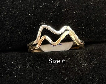 Two Tone Hammered Mountain Range Ring