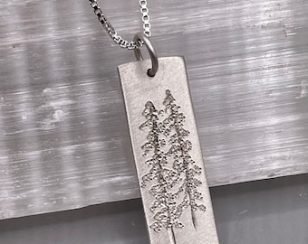 Sterling Silver "Tall Pines" Pendant and Adjustable Sterling Silver Box Chain