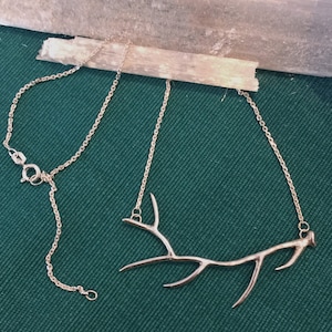 Horizontal Sterling Silver Elk Antler Bar Necklace