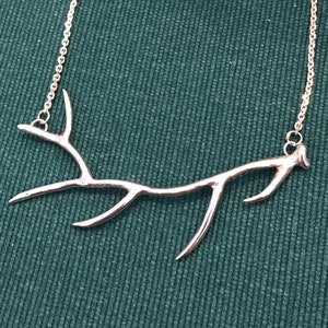 Horizontal Sterling Silver Elk Antler Bar Necklace image 2