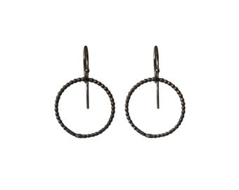 Oxidised silver hoop earrings|Modern hoop earrings|Small hoop earrings|Designer earrings
