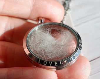 Pet fur memorial locket | Lock of hair personalised keepsake | Pet loss | Horse hair jewellery | Paw print pendant | Dog Cat hair necklace