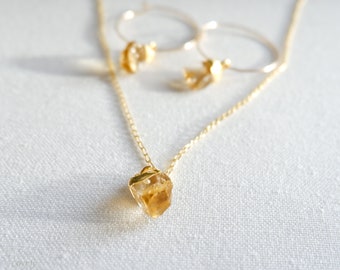 November birthstone gifts, Citrine necklace and earrings set , personalised birthstone necklace, unique gifts for her, gifts for mum,