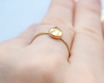 Exquisite Citrine Ring: Choose Your Stone Size (4mm or 6mm) in Luxurious 14k Gold Fill