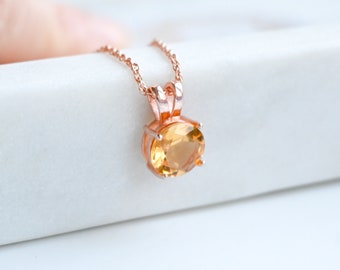 dainty citrine necklace, November Birthstone , family birthstone necklace, Special friend gift, Unique Mothers Day Gift , gemstone necklace