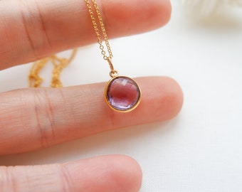 dainty amethyst necklace, February Birthstone, unique family birthstone necklace for mom, Special friend gift, unique gift for her