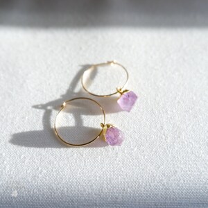 Amethyst Earrings, 14k gold filled hoop earrings, february birthstone earrings , gold jewellery gifts, birthstone jewellery, valentines gift image 8