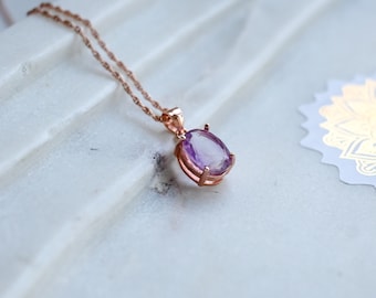 Pink amethyst necklace, February Birthstone, unique family birthstone necklace for mom, Special friend gift, Unique Mothers day gift