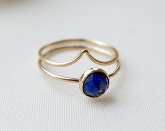 Lapis Lazuli Ring, Stacking Ring Set , Gemstone Jewellery, Handcrafted Rings, Boho Chic Accessories, Blue Stone Rings, Minimalist Jewellery