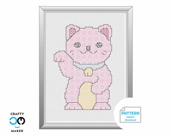 Lucky Cat Cross Stitch Pattern | Cat Art | Crazy Cat Lady | Cat Lady Cross Stitch | Cat Lover Gift | Cat Lady Gift