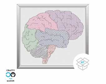 Anatomical Brain Cross Stitch Kit | Neurology Gift Idea