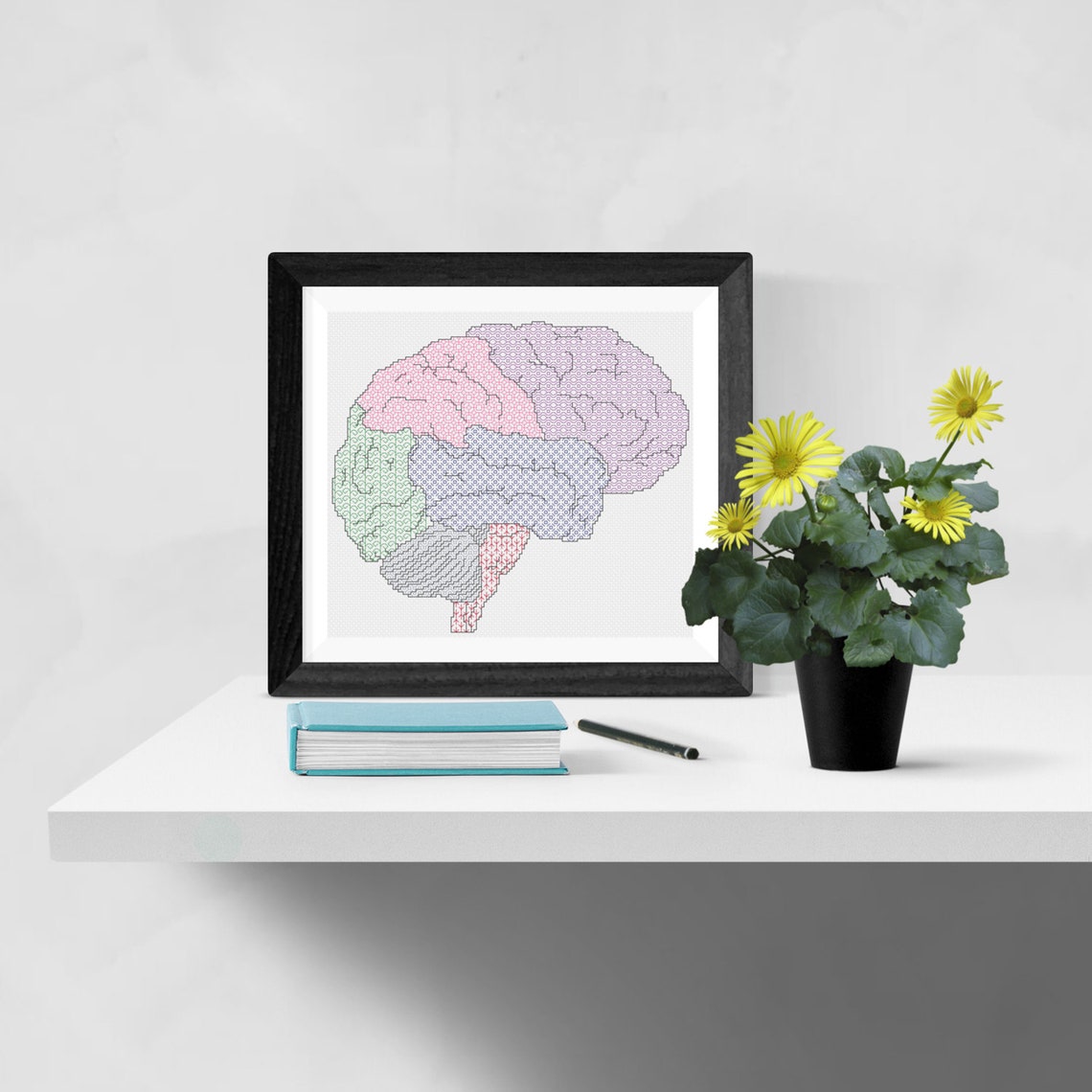 Anatomical Brain Cross Stitch Pattern Brain Cross Stitch Etsy