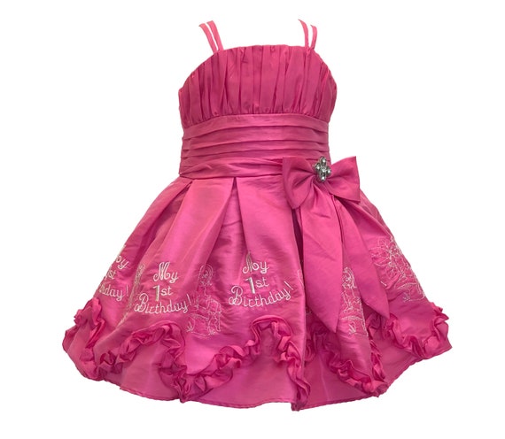 hot pink embroidered dress