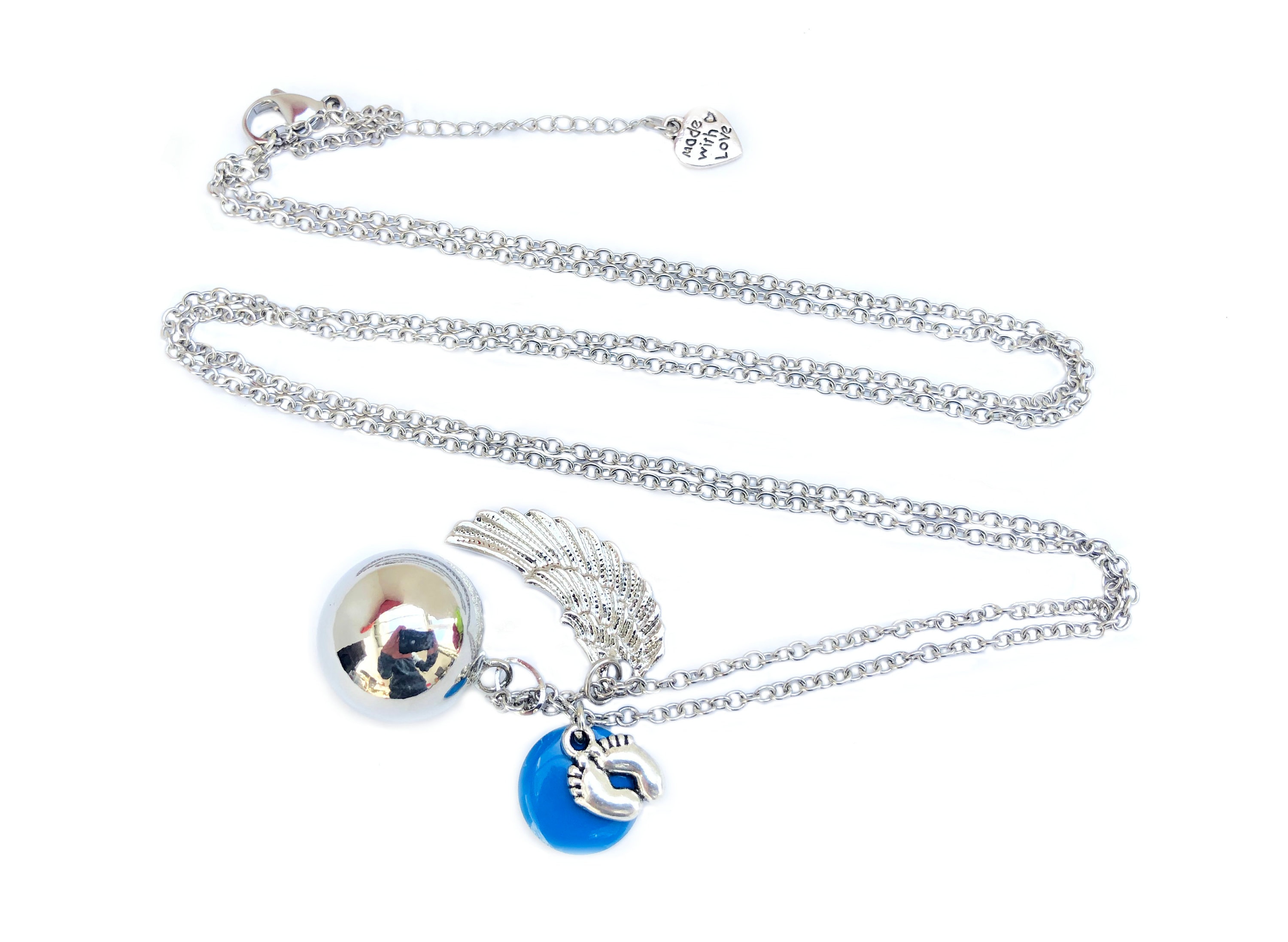 Silver Necklace Harmony Ball, Mexican Bola Pregnancy Necklace