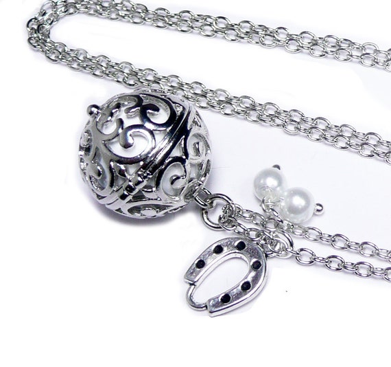 Bola, pregnancy necklace, harmony white ball necklace, pregnancy gift,  shower party