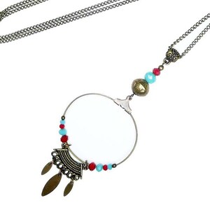 Sautoir collier cheyenne perles rouge et turquoise anneau bronze image 2