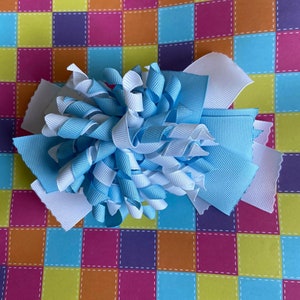 KORKER HAIR BOW, Baby Blue Korker, Pastel Blue and White Korker, Girl&#39;s Korker Hair Bows, Pastel Hair Bows, Hair Accessories, Blue Hair Bows