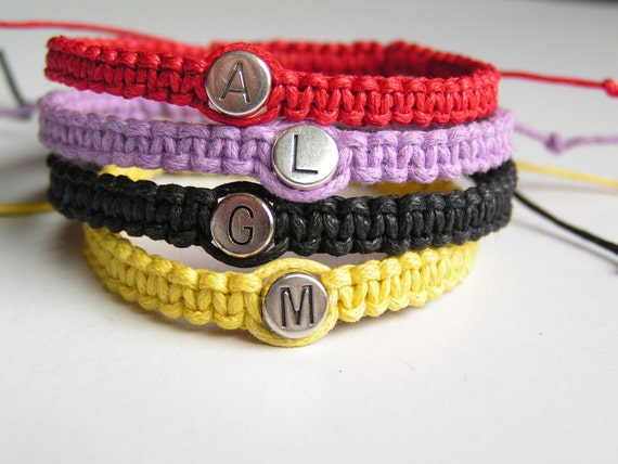 Personalised Name Bracelet With Glass Letter Beads, Hand-woven Cotton Cord, Friendship  Bracelet, 18 Colours, Custom Made, Gift, Party 