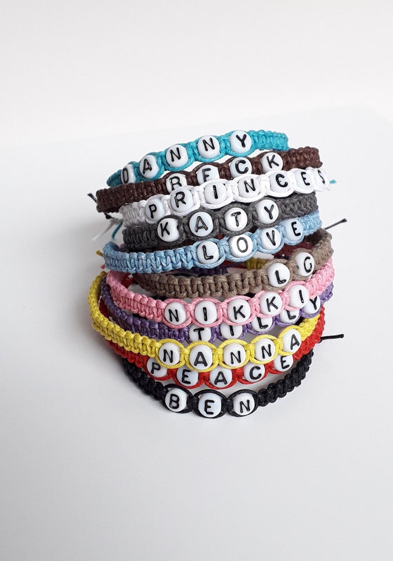 Personalised Name Bracelet With Glass Letter Beads, Hand-woven