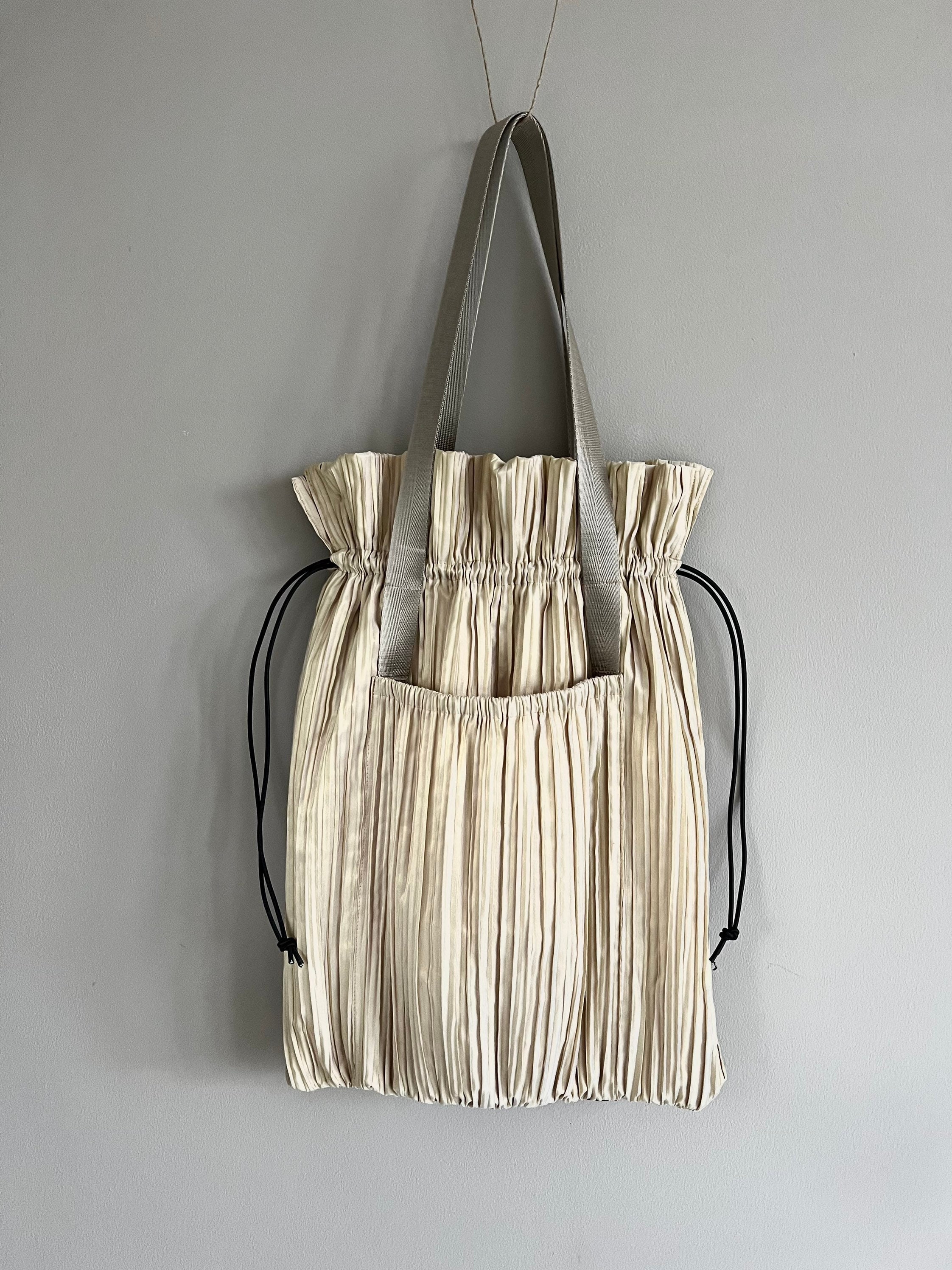 Beige Pleats large technical-pleated tote bag, Pleats Please Issey Miyake