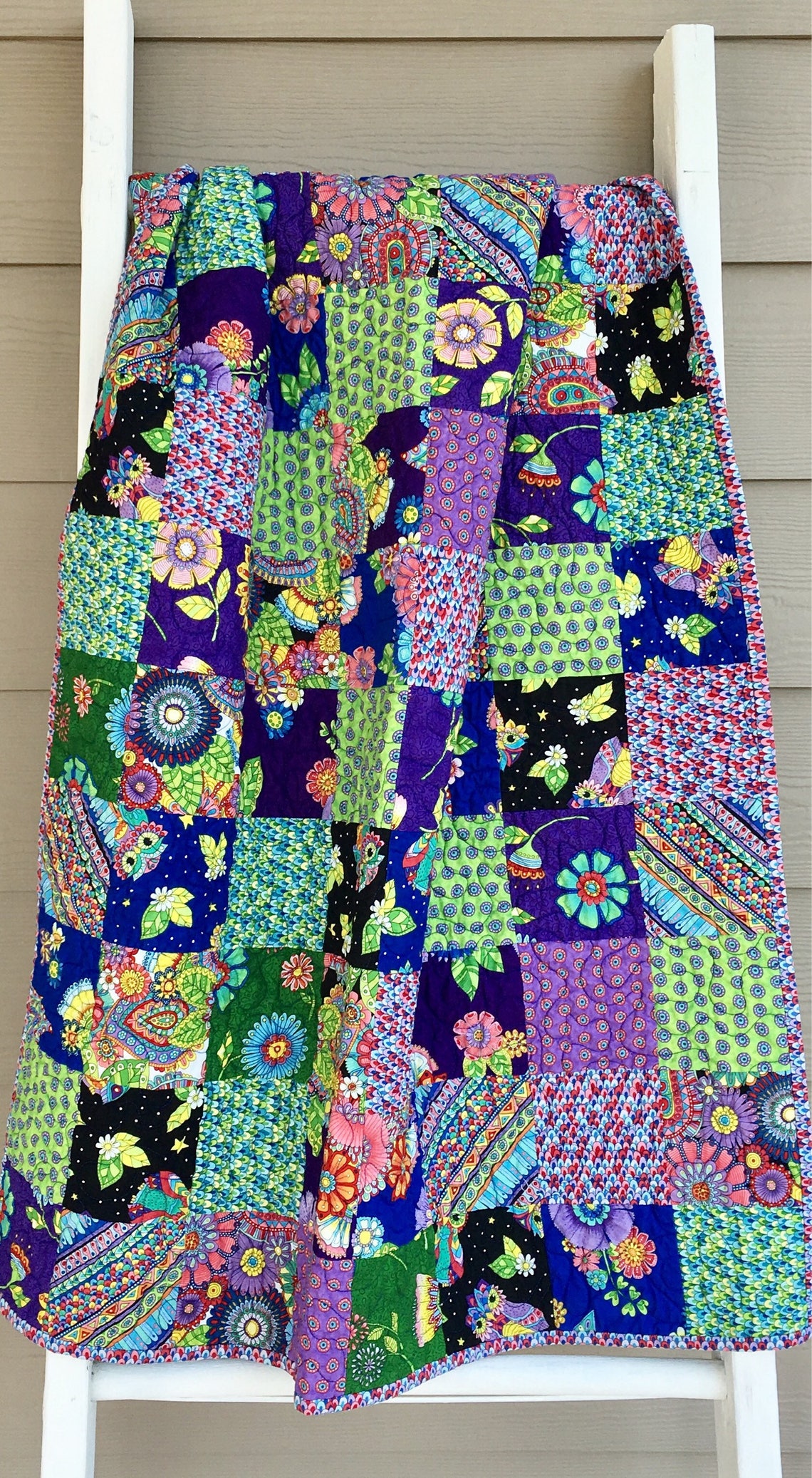 Ready to Ship Patchwork Baby Quilt Throw Quiltfloral Owls Etsy