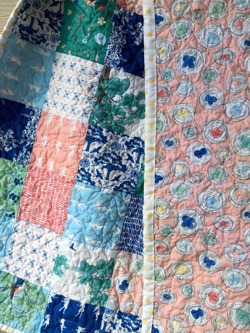 Ready to ship Meadowlark baby quilt blue bird quilt nursery Etsy