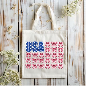 4th of July Tote: Coquette American Flag Bow Bag