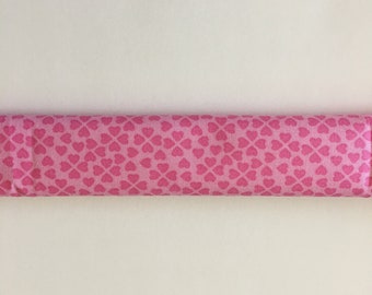 Slide On Trach Tie Covers - Two Tone Pink with Hearts