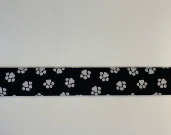 Slide On Trach Tie Covers - Black with Paw Prints