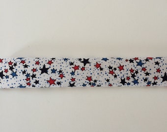 Slide On Trach Tie Covers - White with Multi-Colored Stars