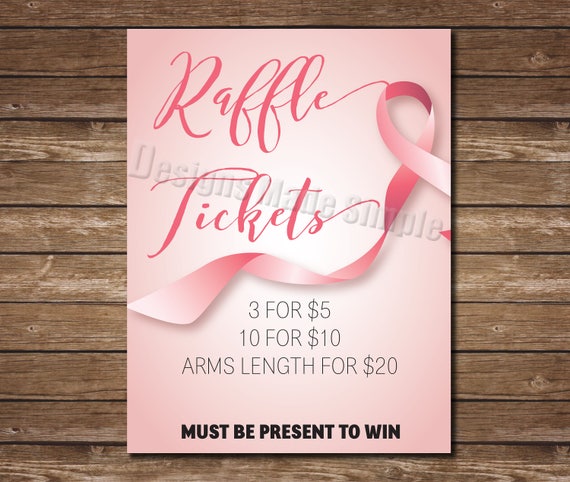 Breast Cancer Fundraiser Event Raffle Ticket Sign Instant Etsy