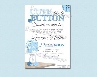 Cute as a Button Baby Shower Invitation - Printable - customizable