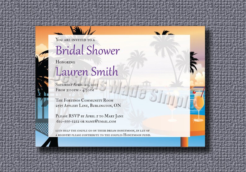 Beach Themed Bridal Shower Invite Printable Etsy
