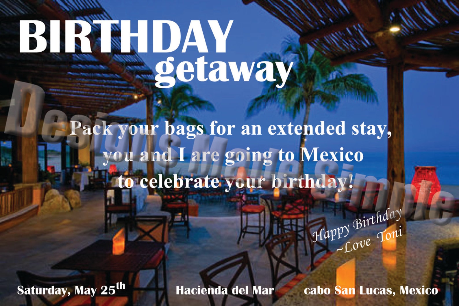 Birthday Weekend Getaway Customizable Voucher/ticket/gift Card Etsy India