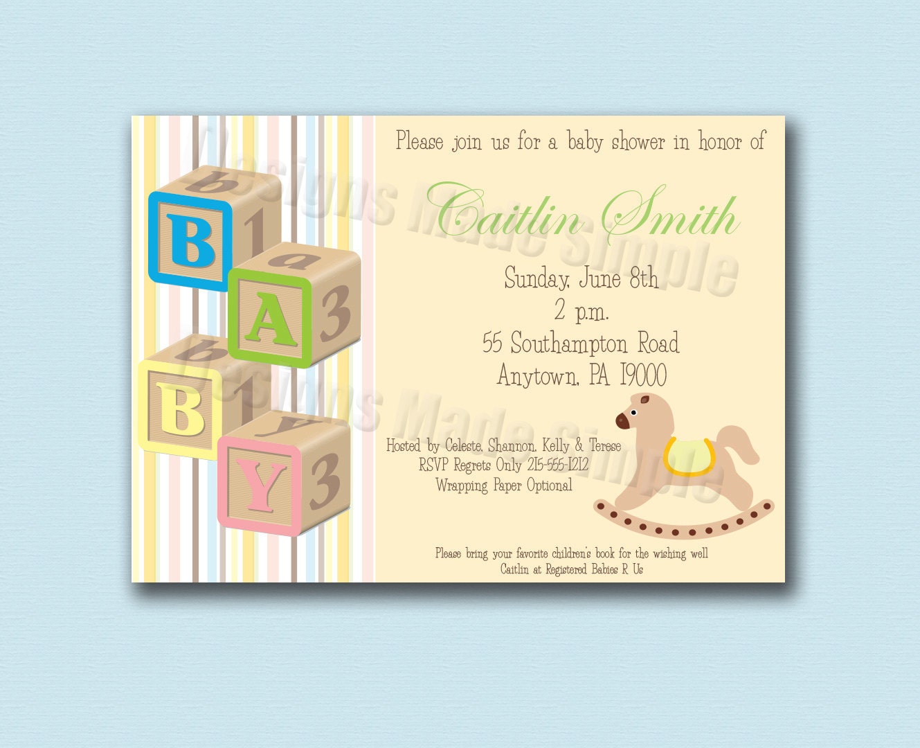 Baby Blocks Shower Invitation Printable customizable Etsy