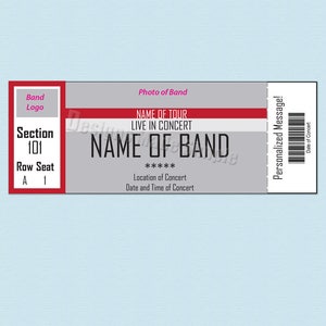 Personalisiertes Konzert, Sportevent oder Broadway Show Ticket - Druckbar